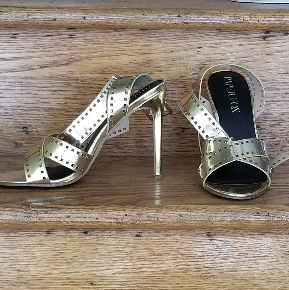 Paper Fox Gold Metallic Strappy Sandals